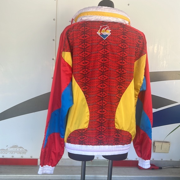 Pink Dolphin bright Retro style hooded windbreaker.  Fully lined size M, NWOT. - Picture 7 of 10